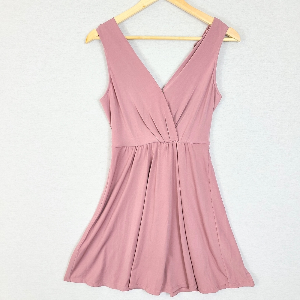 BCBGeneration Shirred Surplice Rose A Line Dress